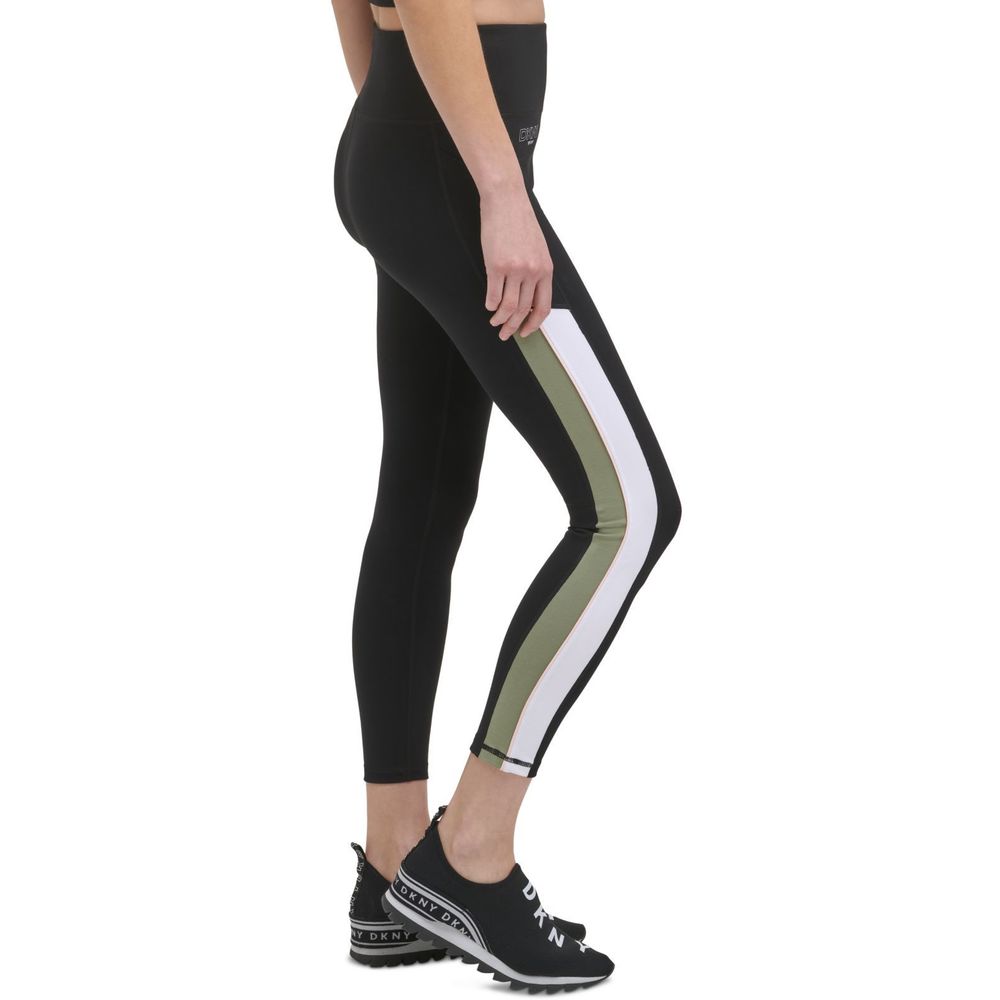 DKNY Womens Colorblock High Waist Jersey Leggings,Olive,Medium